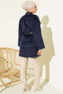 Deri Garnili Sakallı Ceket Lacivert - Ceket