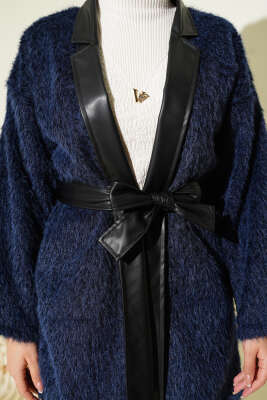 Deri Garnili Sakallı Ceket Lacivert - Ceket