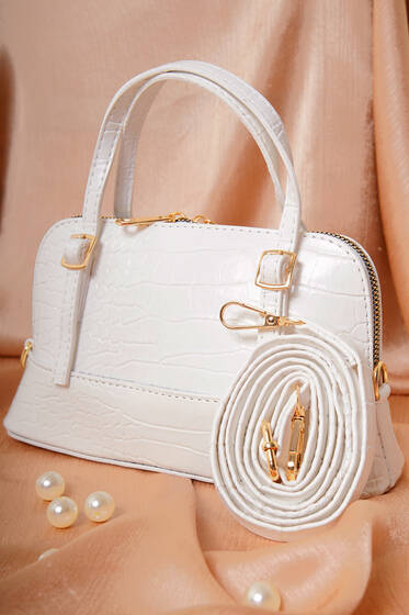 Deri Görünümlü Omuz Çantası Ekru - Kol Çantası