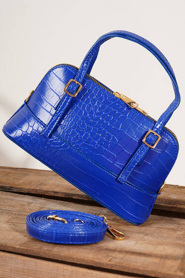 Deri Görünümlü Omuz Çantası Saks - Kol Çantası