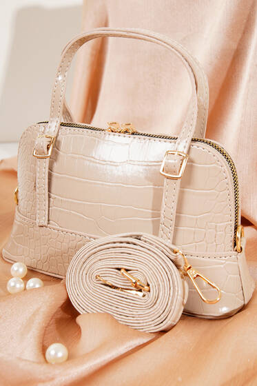 Deri Görünümlü Omuz Çantası Taş - Kol Çantası