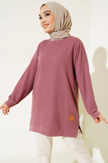 Deri Logo Armalı Gül Kurusu - Tunik