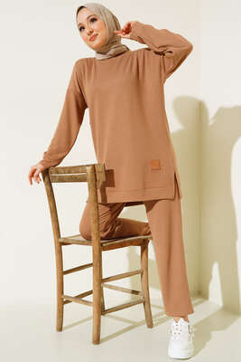 Deri Logo Armalı İkili Takım Camel