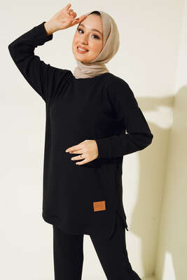 Deri Logo Armalı İkili Takım Siyah - İKİLİ TAKIM