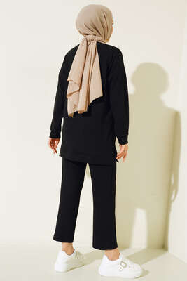 Deri Logo Armalı İkili Takım Siyah - İKİLİ TAKIM