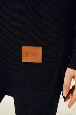 Deri Logo Armalı İkili Takım Siyah - İKİLİ TAKIM