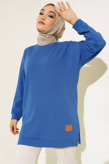 Deri Logo Armalı İndigo - Tunik