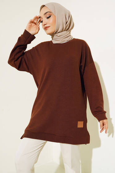 Deri Logo Armalı Kahve - Tunik