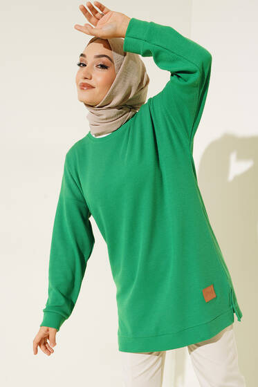 Deri Logo Armalı Yeşil - Tunik