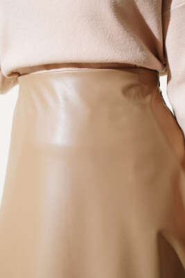 Deri Mevlana Etek Bej - Uzun Etek