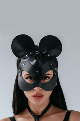 Deri Mickey Maske Siyah - Fantezi Aksesuar