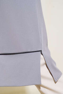 Deri Şeritli Basic Uzun Tunik Gri - Thumbnail