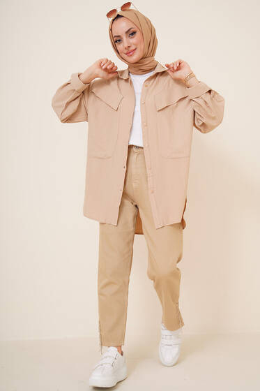 Derin Cepli Bürümcük Gömlek Taş - Gömlek