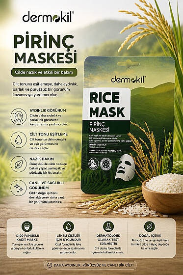 Dermokil Kağıt Yüz Maskesi Pirinç 20 g - Yüz Bakımı