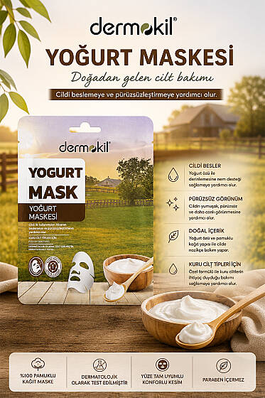 Dermokil Kağıt Yüz Maskesi Yoğurt 20 g - Yüz Bakımı