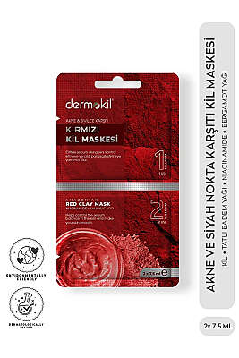 Dermokil Kırmızı Kil Akne ve Sivilce karşıtı Maske 2x7.5 ml - Kişisel Bakım Ürünleri