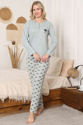 Desen Fitilli Pijama Takımı Çağla Yeşili - Pijama