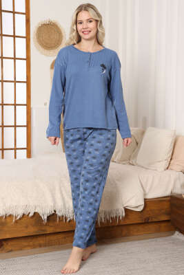 Desen Fitilli Pijama Takımı İndigo - Pijama