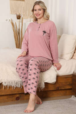 Desen Fitilli Pijama Takımı Pudra - Pijama