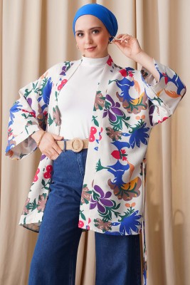 Desen Serisi Keten Kimono Saks 