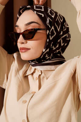 Desenli Acı Kahve Serisi Eşarp Asorti 1 - Başörtüsü