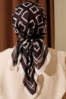Desenli Acı Kahve Serisi Eşarp Asorti 1 - Başörtüsü