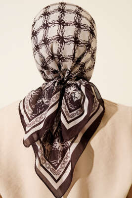 Desenli Acı Kahve Serisi Eşarp Asorti 10 - Başörtüsü