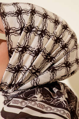 Desenli Acı Kahve Serisi Eşarp Asorti 10 - Başörtüsü