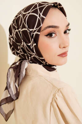 Desenli Acı Kahve Serisi Eşarp Asorti 11 - Başörtüsü