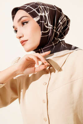 Desenli Acı Kahve Serisi Eşarp Asorti 12 - Başörtüsü