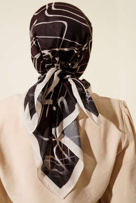 Desenli Acı Kahve Serisi Eşarp Asorti 12 - Başörtüsü