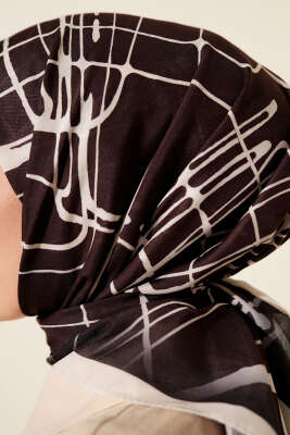 Desenli Acı Kahve Serisi Eşarp Asorti 12 - Başörtüsü