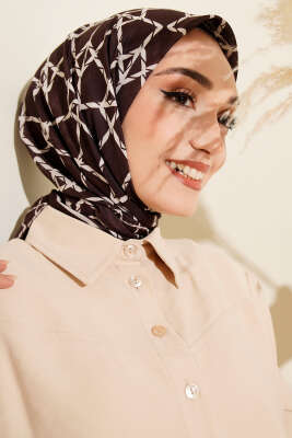 Desenli Acı Kahve Serisi Eşarp Asorti 2 - ASSE BONE