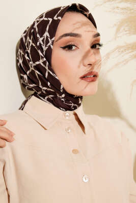 Desenli Acı Kahve Serisi Eşarp Asorti 2 - Başörtüsü