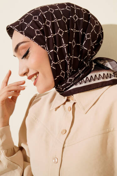 Desenli Acı Kahve Serisi Eşarp Asorti 5 - Başörtüsü