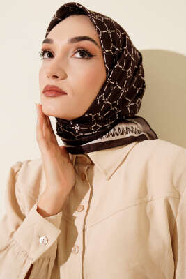 Desenli Acı Kahve Serisi Eşarp Asorti 5 - Başörtüsü