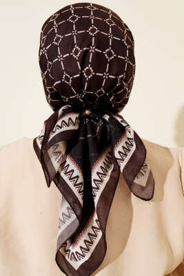 Desenli Acı Kahve Serisi Eşarp Asorti 5 - Başörtüsü