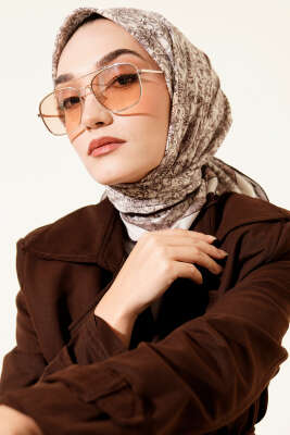 Desenli Acı Kahve Serisi Eşarp Asorti 7 - ASSE BONE