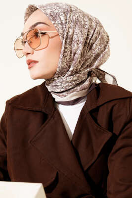 Desenli Acı Kahve Serisi Eşarp Asorti 7 - Başörtüsü