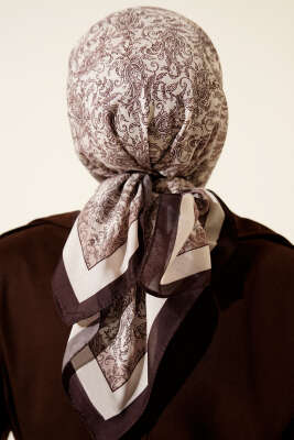 Desenli Acı Kahve Serisi Eşarp Asorti 7 - Başörtüsü