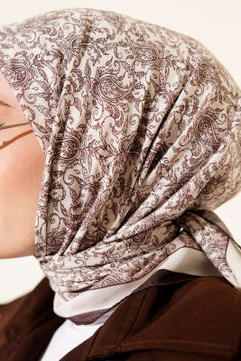 Desenli Acı Kahve Serisi Eşarp Asorti 7 - Başörtüsü