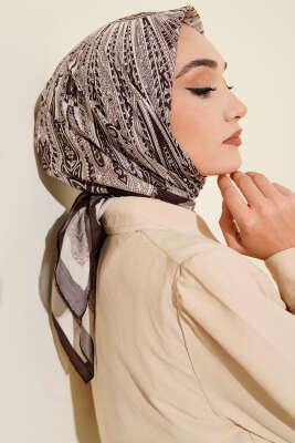 Desenli Acı Kahve Serisi Eşarp Asorti 8 - ASSE BONE