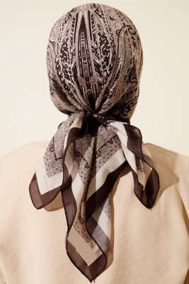 Desenli Acı Kahve Serisi Eşarp Asorti 8 - Başörtüsü