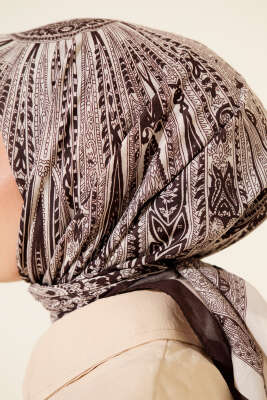 Desenli Acı Kahve Serisi Eşarp Asorti 8 - Başörtüsü