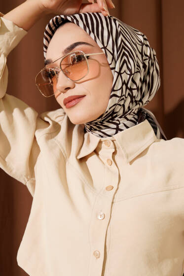 Desenli Acı Kahve Serisi Eşarp Asorti 9 - Başörtüsü