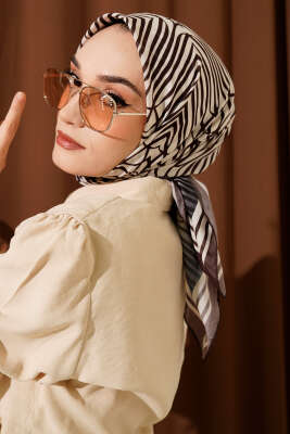 Desenli Acı Kahve Serisi Eşarp Asorti 9 - Başörtüsü