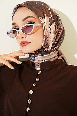  Desenli Ayda Bambu Kraş Eşarp Camel - MODA KAŞMİR