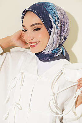  Desenli Ayda Bambu Kraş Eşarp Füme - MODA KAŞMİR