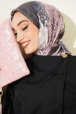 Desenli Ayda Bambu Kraş Eşarp Kum Bej - MODA KAŞMİR