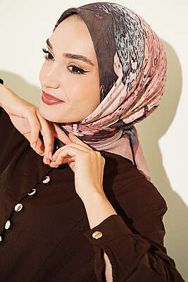 Desenli Ayda Bambu Kraş Eşarp Latte - MODA KAŞMİR